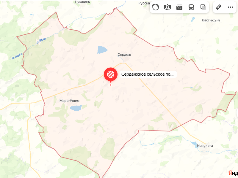 Карта границ Сердежского сельского поселения.